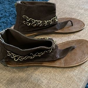 Brown suede sandals